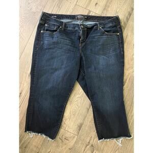Torrid Crop Boyfriend Jean Womens Plus Size 22 Premium Stretch Dark Wash Raw Hem